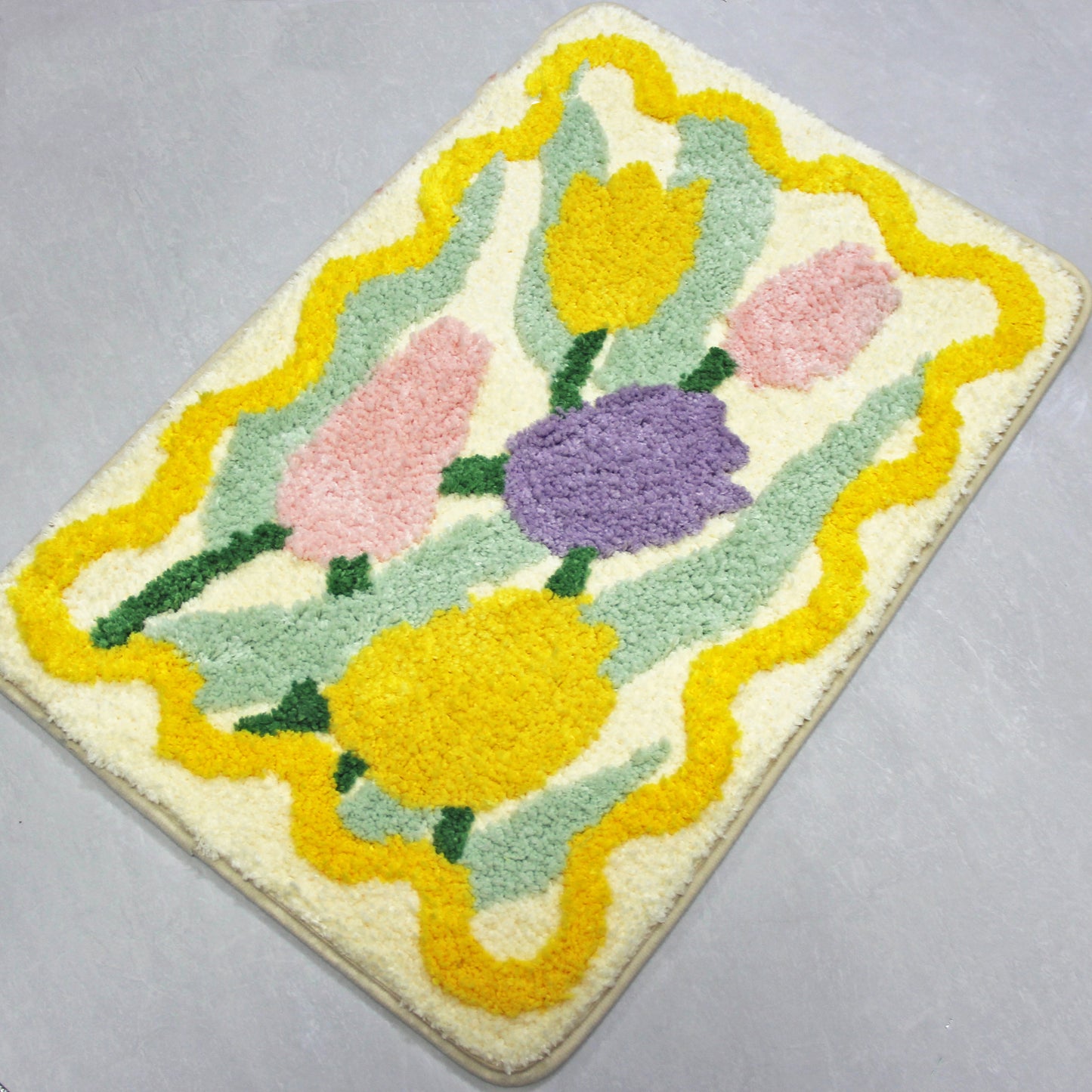 Yellow Flower Bath Rug