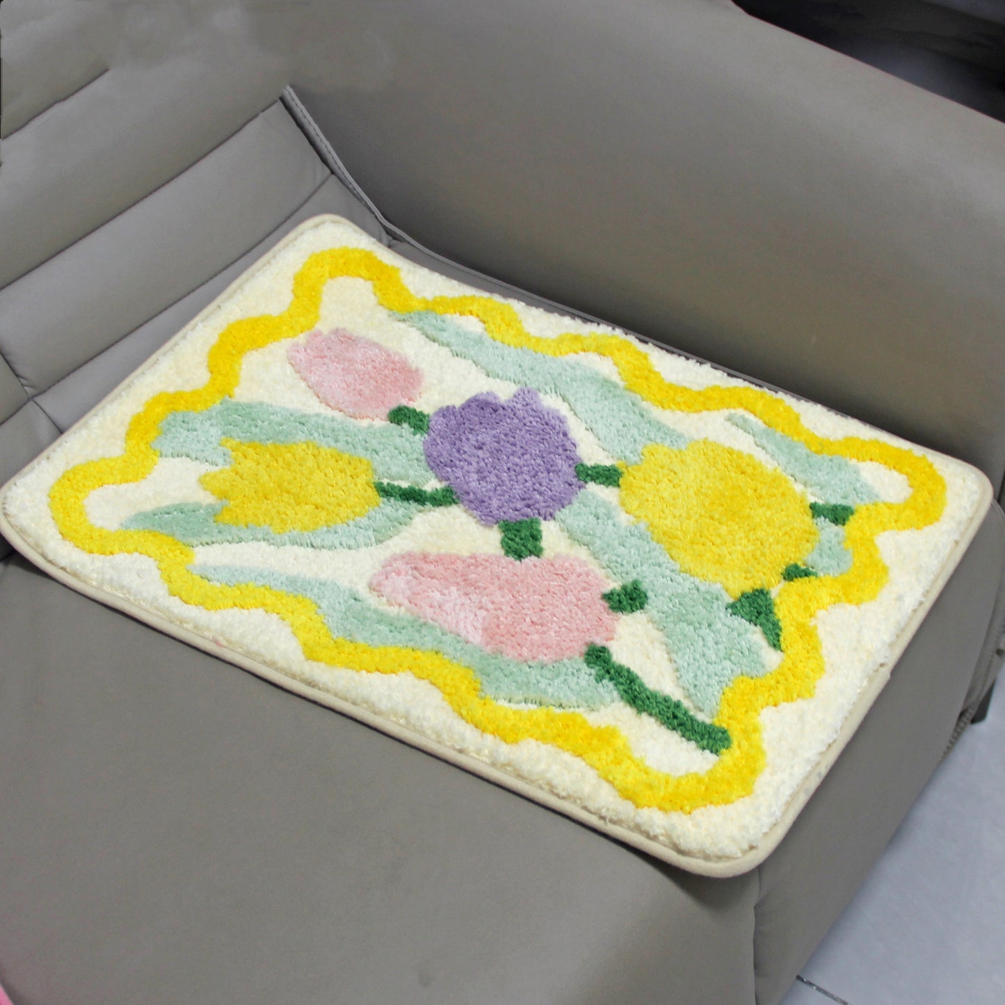 Yellow Flower Bath Rug